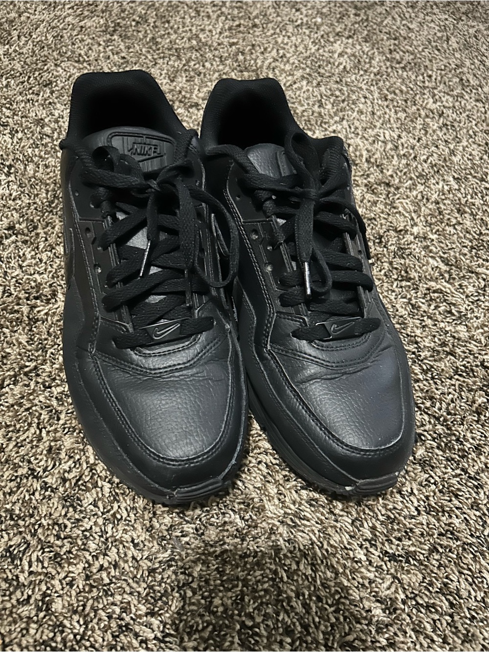 Nike Men’s All-Black Leather Low-Top Sneakers